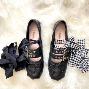 Authentic Miu Miu leather ballerinas.